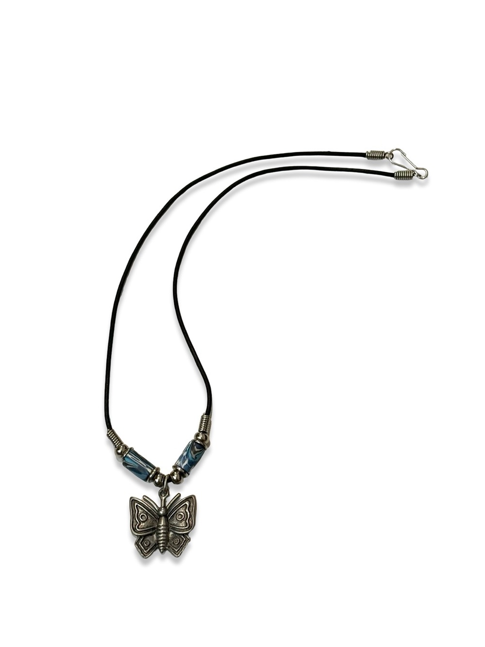 Artisan Beaded Butterfly Pendant Necklace